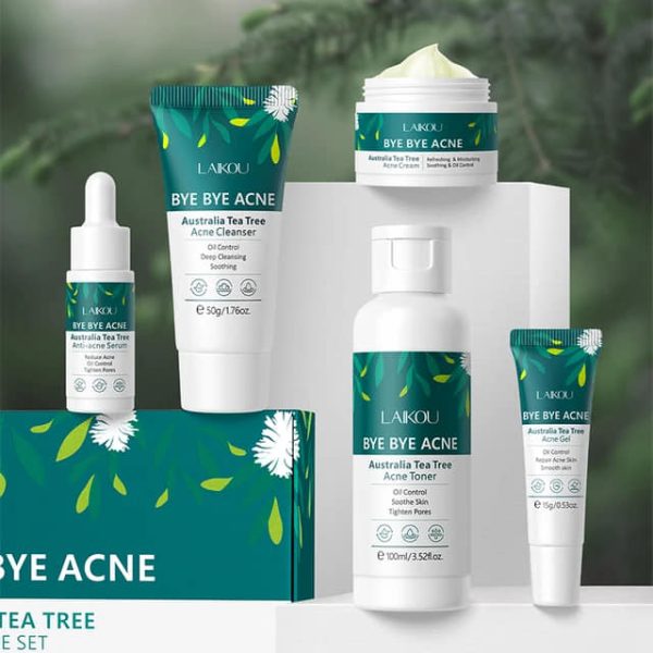 Laikou Bye Bye Acne Tea Tree Gel Skincare Set - 5pcs-Samparko